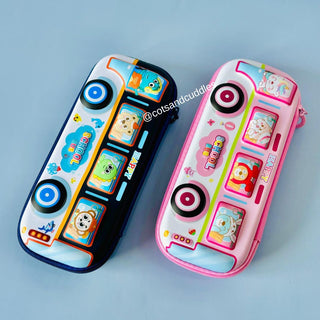 3D Cartoon Bus Hardcase Pouch for Kids