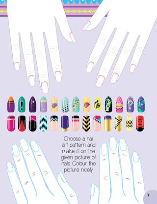 Nail Art and Hair Style Colouring and Sticker Activity Book for Kids Age 3 -6 years- Create and Colour Your Own Nail Art with 100+ Glitter Stickers
