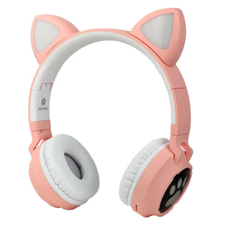 Meow Kids Wireless Headset: Cute Cat Theme with RGB Lights, High-Quality Sound TF Card for kids