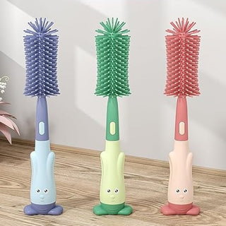 Bottle Brush Set 3-in-1 Silicone Cleaning brush for Kids Baby Bottle (Random Color)