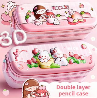 3D Design Double Layer Pencil Pouch for Kids