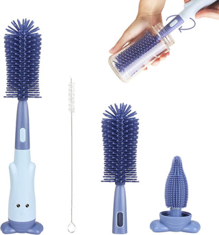 Bottle Brush Set 3-in-1 Silicone Cleaning brush for Kids Baby Bottle (Random Color)