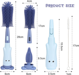 Bottle Brush Set 3-in-1 Silicone Cleaning brush for Kids Baby Bottle (Random Color)