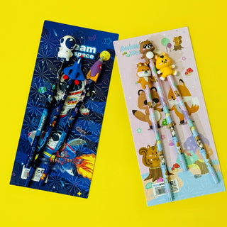 Cute Themed 3pcs Pencil Set with Toppers