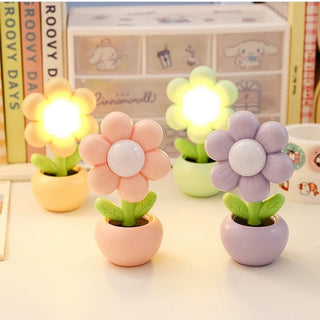 Small Flower Pot Design Table Desk LED Lamp (1pc) (Random Color)