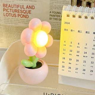 Small Flower Pot Design Table Desk LED Lamp (1pc) (Random Color)