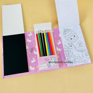 Cute Design Coloring Book Set with 8 Color Pencils (1 Pcs)