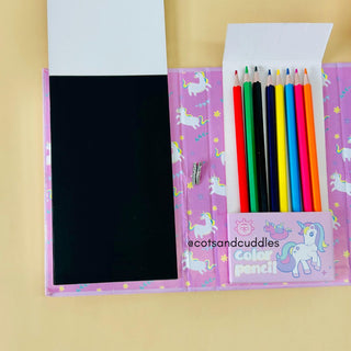 Cute Design Coloring Book Set with 8 Color Pencils (1 Pcs)