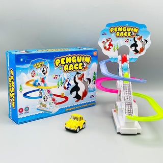 Penguin Palooza: A Dynamic Track Set with Flashing Lights and Musical Fun