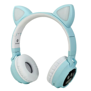 Meow Kids Wireless Headset: Cute Cat Theme with RGB Lights, High-Quality Sound TF Card for kids