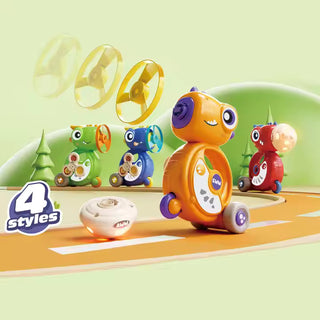 4-in-1 Dino Car Toy: Sling Launcher, Spinner, and Whistle (Random)