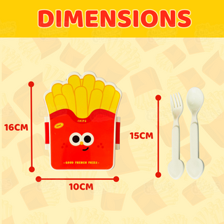 Cute Fast Food Design Plastic Lunch Box for Kids with Spoon and Fork (French Fries)