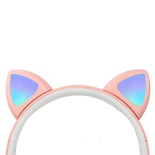 Meow Kids Wireless Headset: Cute Cat Theme with RGB Lights, High-Quality Sound TF Card for kids