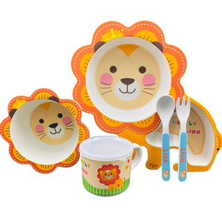 Lion Bamboo Fiber 5 Piece Feeding Set - 100% bamboo No Plastic