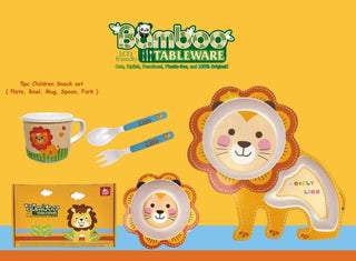 Lion Bamboo Fiber 5 Piece Feeding Set - 100% bamboo No Plastic