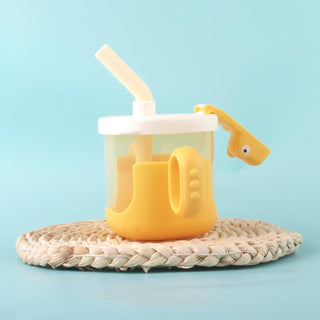 Crocodile Design Baby Sippy Cup With Rounded Handle and Silicone Straw