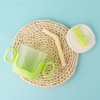 Crocodile Design Baby Sippy Cup With Rounded Handle and Silicone Straw