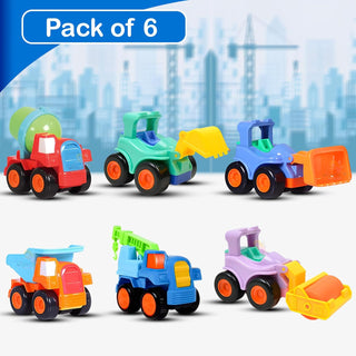 6-Piece Construction Vehicles Push-and-Go Toy Cars Playset for Kids