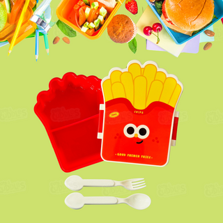 Cute Fast Food Design Plastic Lunch Box for Kids with Spoon and Fork (French Fries)