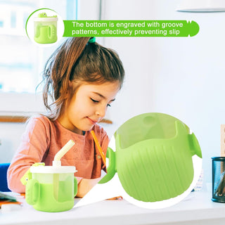 Crocodile Design Baby Sippy Cup With Rounded Handle and Silicone Straw