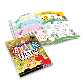 Brain Train Activity Book for Kids Age 3+ – With Colouring Pages, Mazes, Puzzles and Word searches Activities