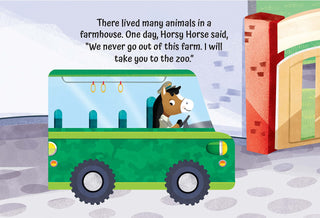 Zoo Safari on the Bus- A Shaped Picture Board book with Wheels