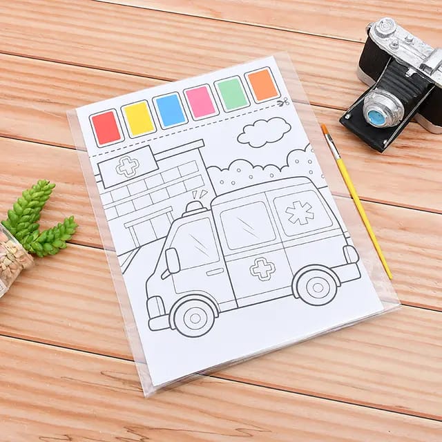 Doodle Delights: Compact Drawing Book with 6-Color Strip and Paintbrus