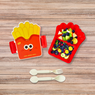 Cute Fast Food Design Plastic Lunch Box for Kids with Spoon and Fork (French Fries)