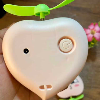 peach mini fan with mirror & light