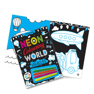 Vehicles Neon Colouring World Book for Kids Age 4 - 7  years with Neon Pens