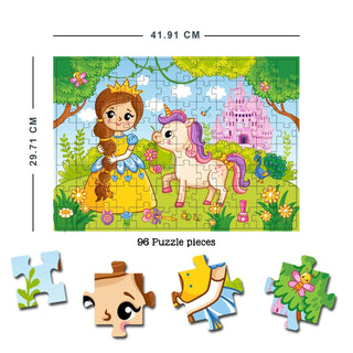 Magical Unicorn Jigsaw Puzzle for Kids – 96 Pcs | With Colouring & Activity Book and 3D Model