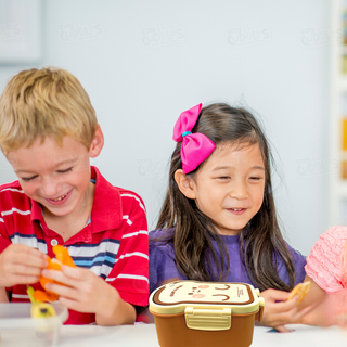 Cute Fast Food Design Plastic Lunch Box for Kids with Spoon and Fork (Bread)