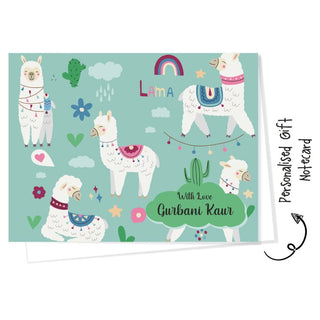 Personalised Gift Notecard - Llama Blue (18pcs) (PREPAID ONLY)