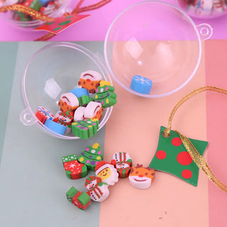 Christmas Themed Mini erasers in Transparent Ball