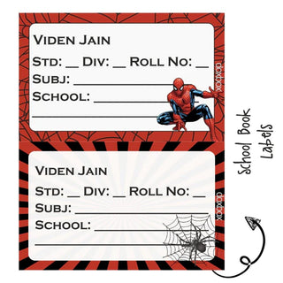 School Book Label - Spiderman- Pack of 36 labels (PREPAID ONLY)