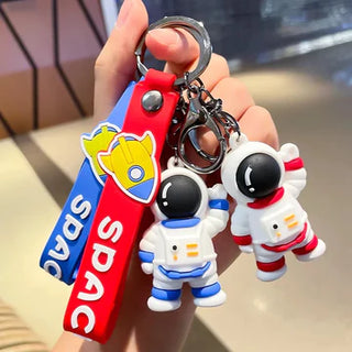 Premium Quality 3D Cute Kawaii Astronaut & Baby Dino Keychains: Adorable Accessories for Kids Pack of 2 (Random Colour)