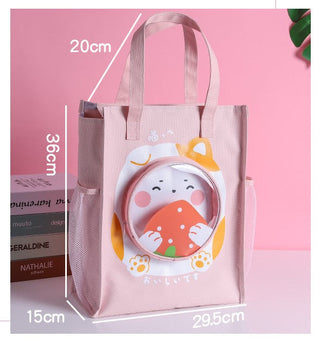 Cute Hand Carry Children's Tutorial Bag Super Large Capacity (Round Zip)