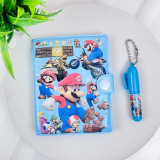 Cute Mini Mario Design Pocket Diary with Pen for Kids (Random Colour)