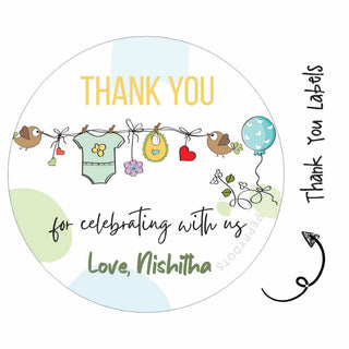 Round Thank You Label - Baby Bird (24 Pcs)