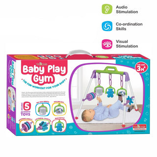 Easy Assembly Baby Play Gym with 5 Activity Toys for Infant Babies