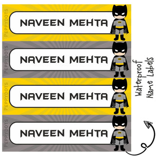 Waterproof Labels - BATMAN -  Pack of 88 labels - PREPAID ONLY