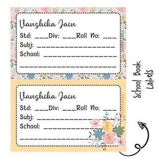 School Book Labels - Bouquet - Pack of 36 labels - PREPAID ONLY