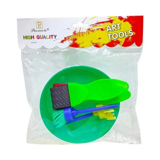 Brush set with Plastic Plate for Art and Craft (Random Color)