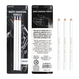 White Charcoal Pencil Set: (3 Pieces)