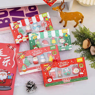 Christmas-Themed 3D Erasers for Kids (Pack of 4)