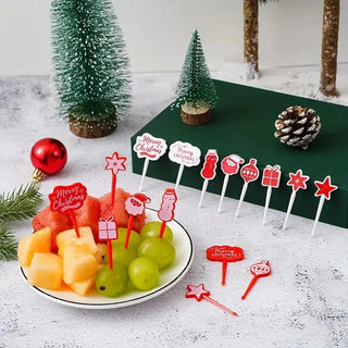 Christmas Design 8 Pcs Food Fruit Fork Picks for Kids (Random) (Pack of 1)