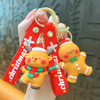 Premium Quality 3D Christmas Keychain with (Self Adhesive Hook) (Pack of 2 )(Random Design)