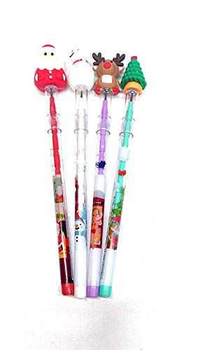 Christmas Design Silicone Topper Pencils (Pack of 4) (Random Design)