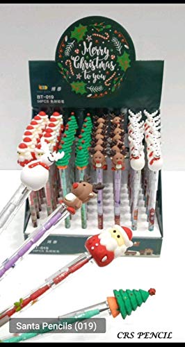 Christmas Design Silicone Topper Pencils (Pack of 4) (Random Design)