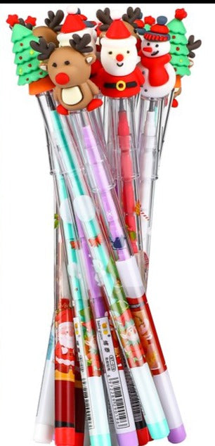 Christmas Design Silicone Topper Pencils (Pack of 4) (Random Design)